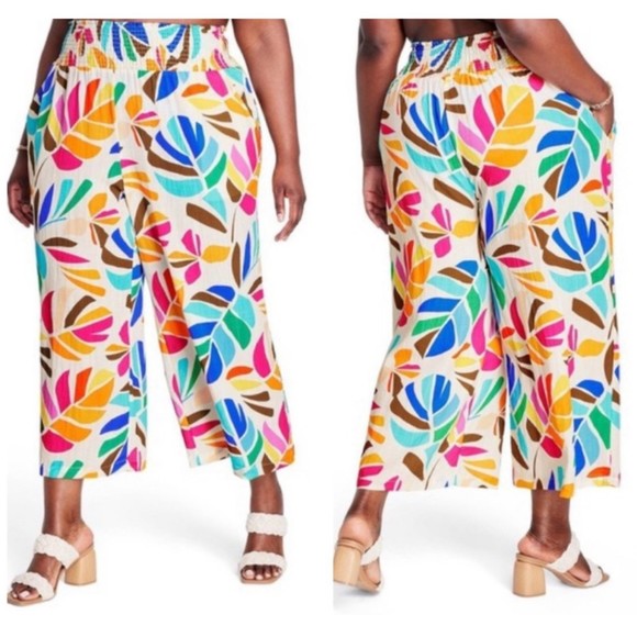 TABITHA BROWN Print Botanical Multicolor Pants - Picture 1 of 6